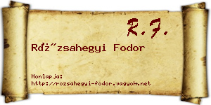 Rózsahegyi Fodor névjegykártya